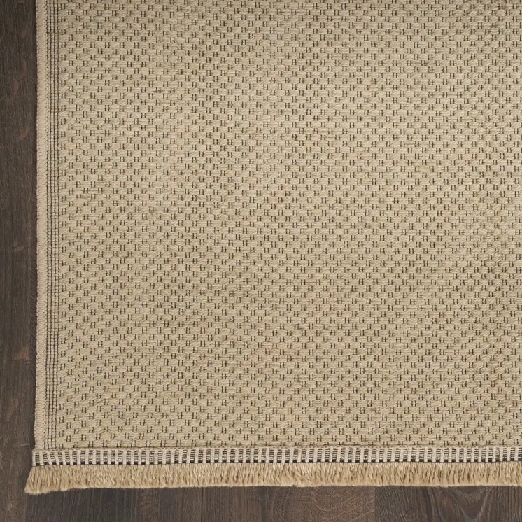 8' X 10' Natural Flatweave Non Skid Area Rug With Fringe