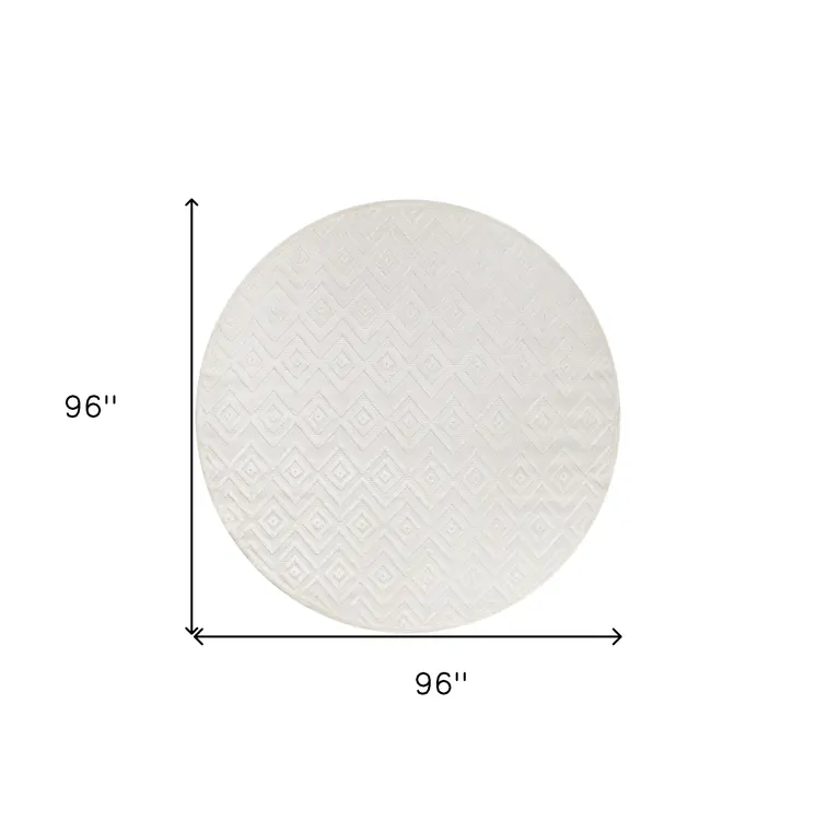 8' Ivory And White Geometric Indoor Outdoor Area Rug