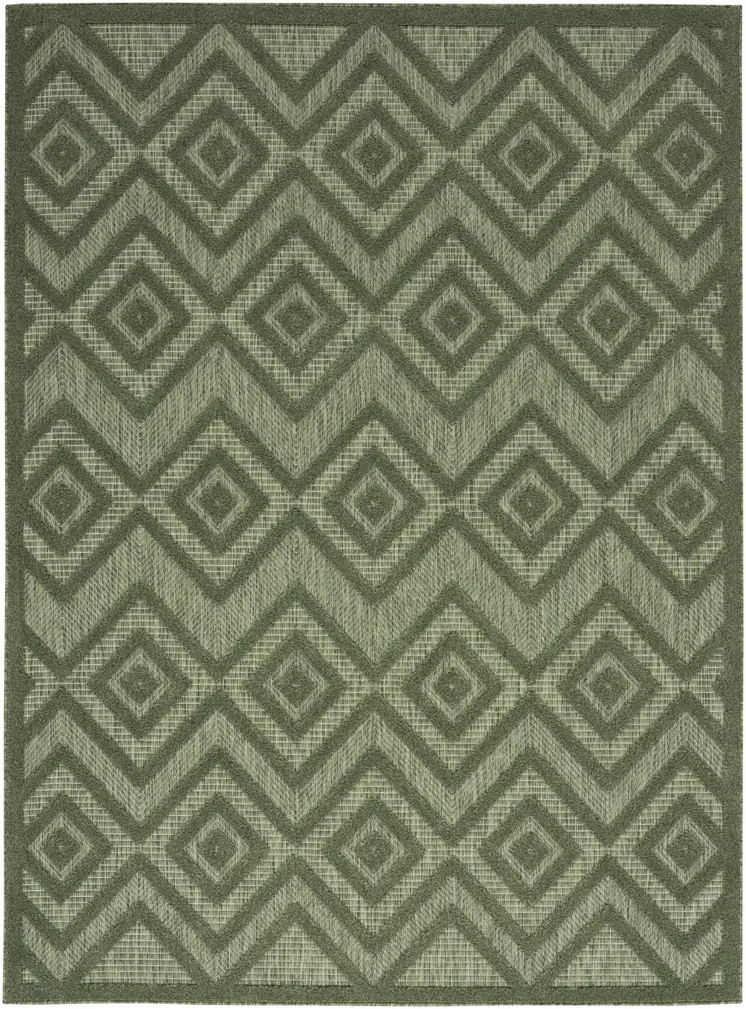 4' X 6' Dark Green And Light Green Geometric Indoor Outdoor Area Rug
