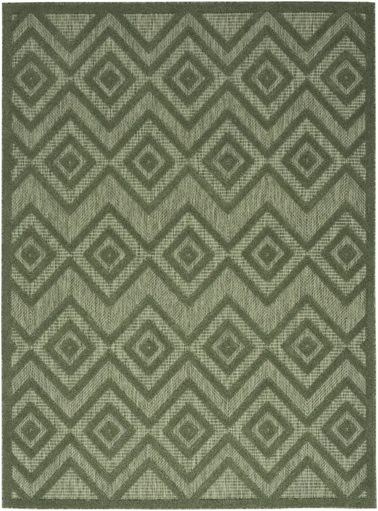 4' X 6' Dark Green And Light Green Geometric Indoor Outdoor Area Rug