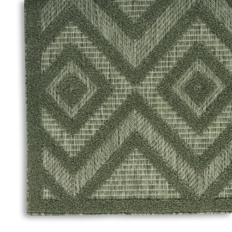 5' X 7' Dark Green And Light Green Geometric Indoor Outdoor Area Rug