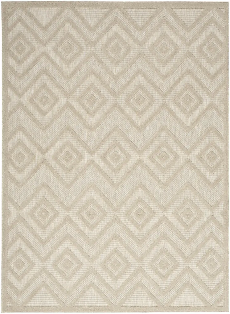 5' X 7' Cream And Beige Geometric Indoor Outdoor Area Rug