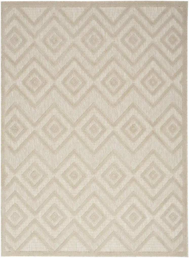 5' X 7' Cream And Beige Geometric Indoor Outdoor Area Rug