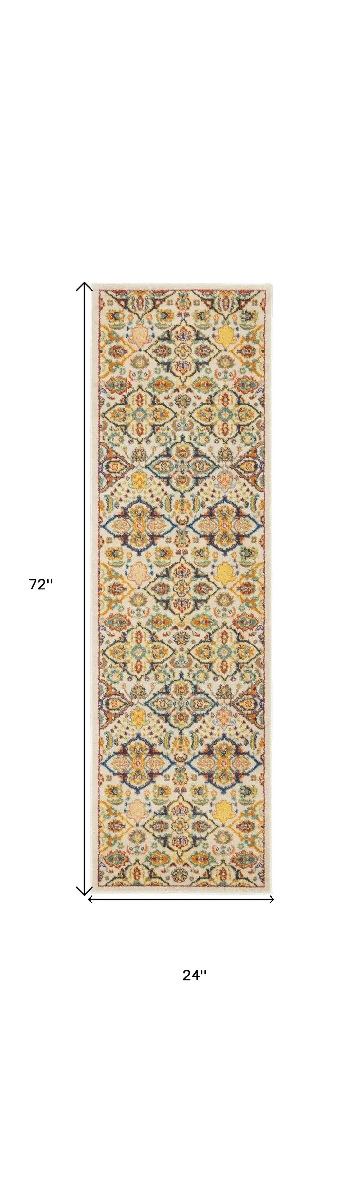 6' Ivory Floral Runner Rug