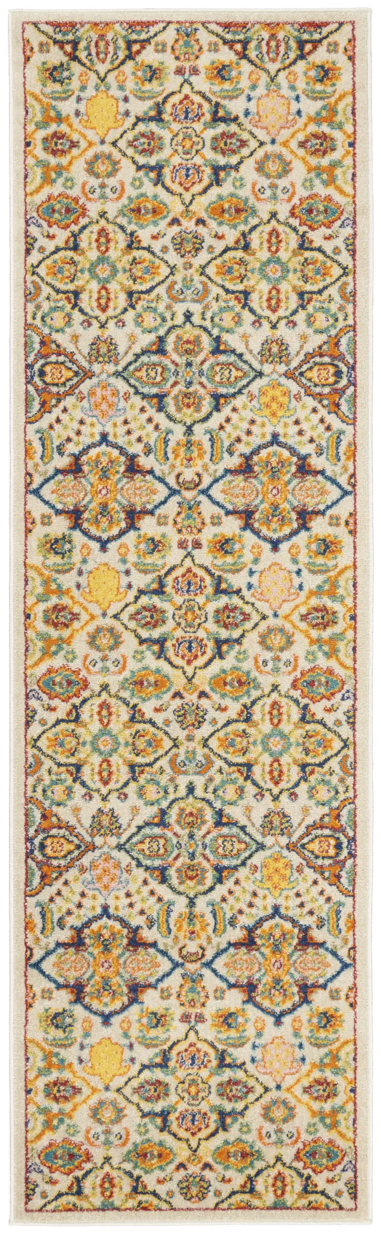 6' Ivory Floral Runner Rug