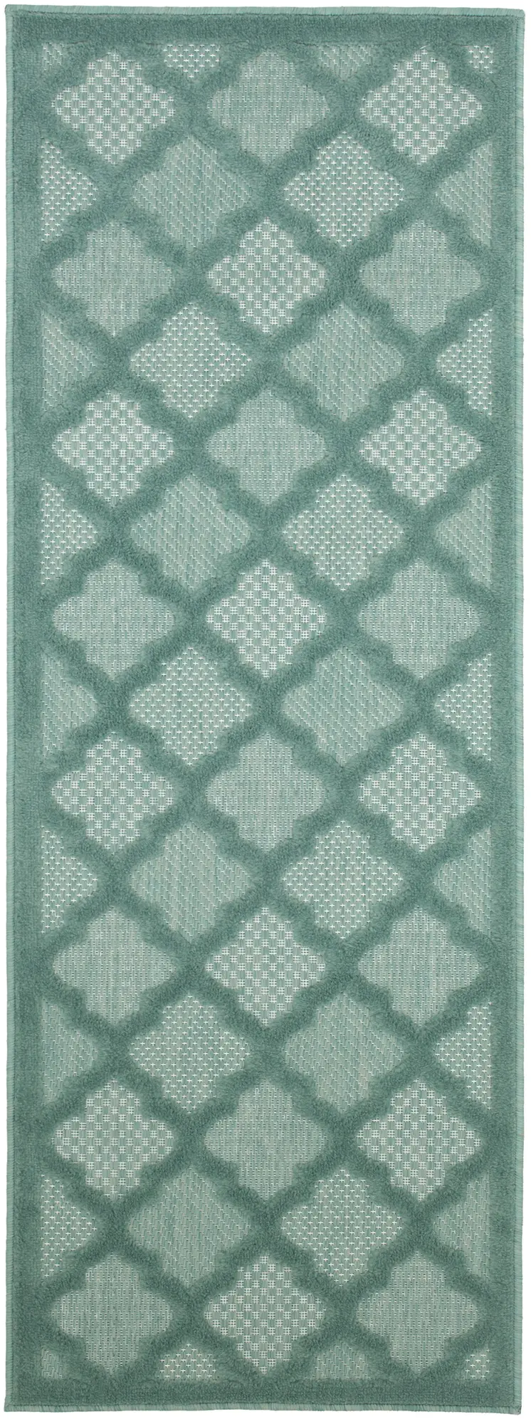 6' Aqua And Teal Blue Geometric Indoor Outdoor Area Rug