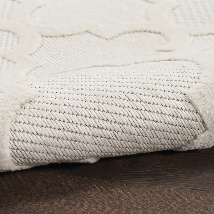 6' Ivory And White Geometric Indoor Outdoor Area Rug