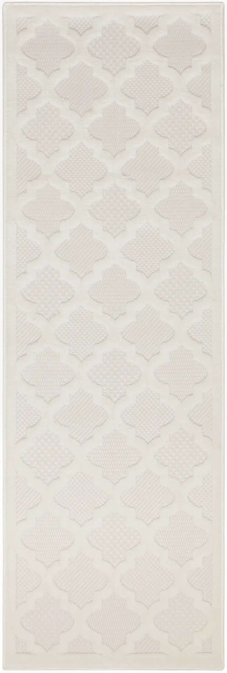 6' Ivory And White Geometric Indoor Outdoor Area Rug