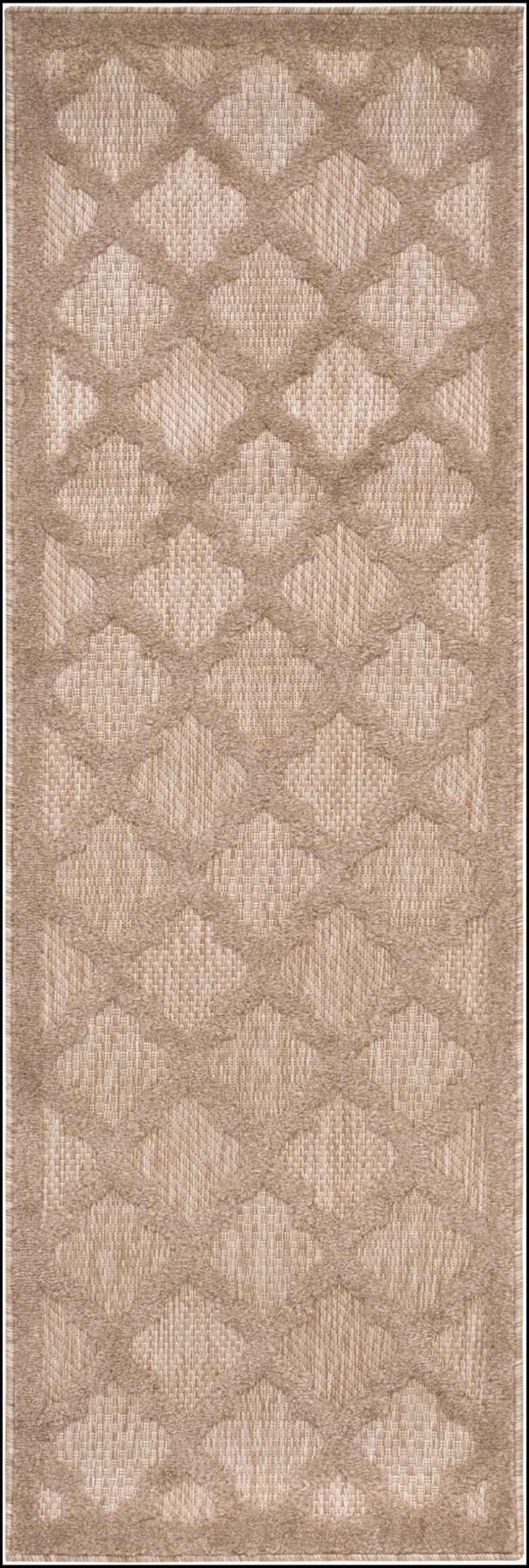 6' Natural And Beige Geometric Indoor Outdoor Area Rug