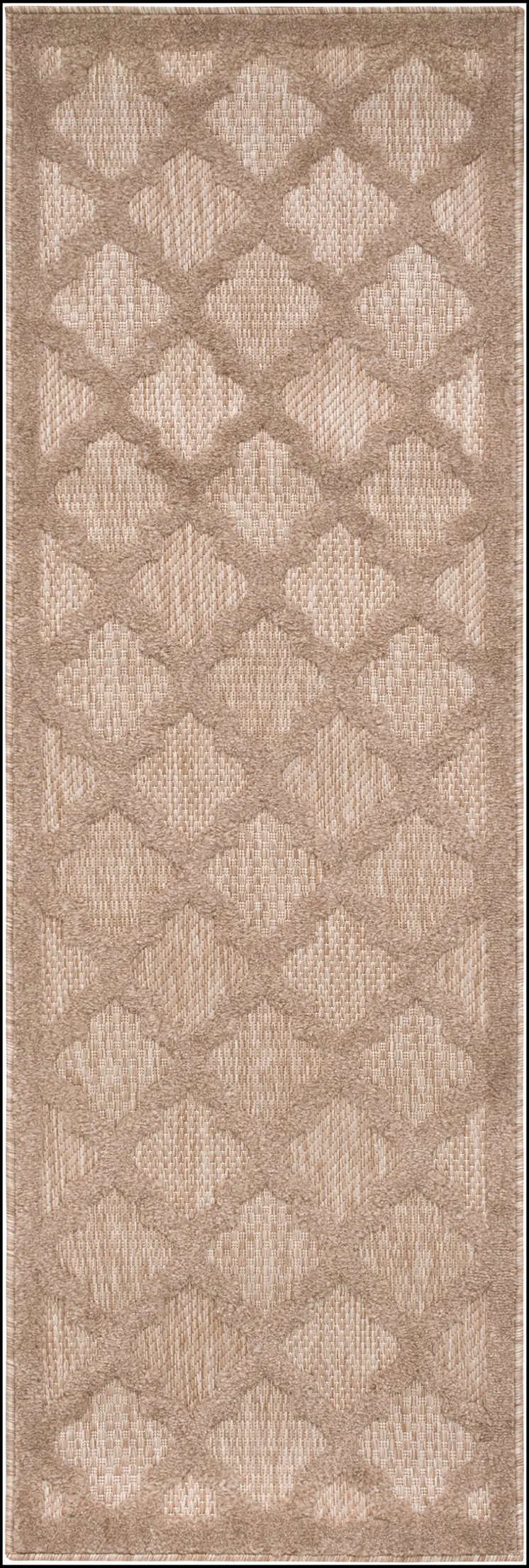 6' Natural And Beige Geometric Indoor Outdoor Area Rug