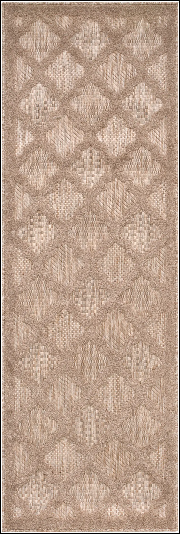 6' Natural And Beige Geometric Indoor Outdoor Area Rug
