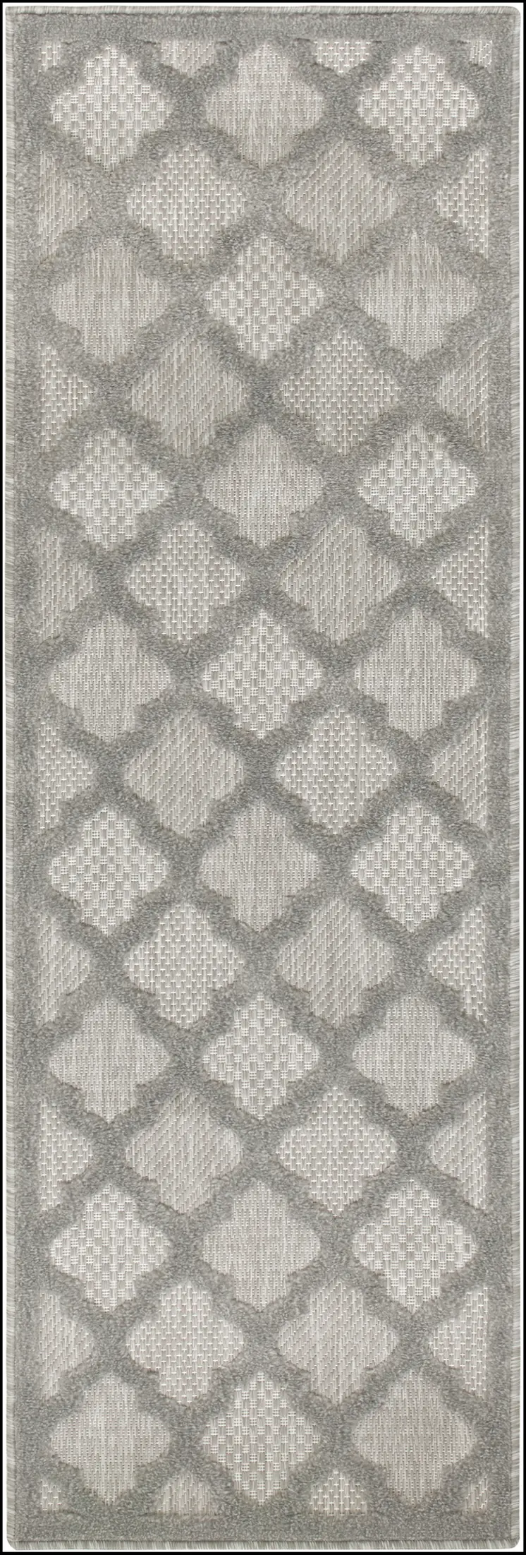 6' Silver And Gray Geometric Indoor Outdoor Area Rug