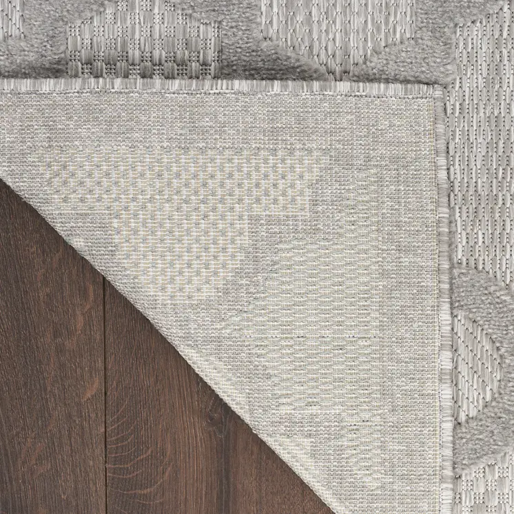 6' Silver And Gray Geometric Indoor Outdoor Area Rug