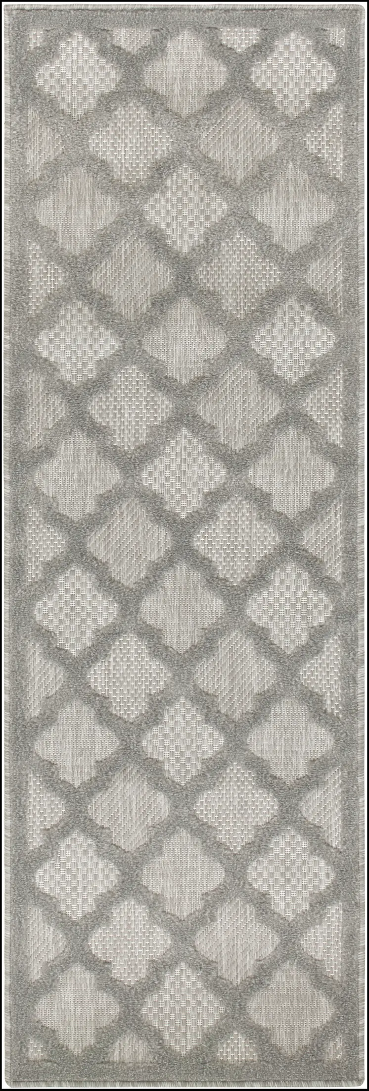 6' Silver And Gray Geometric Indoor Outdoor Area Rug