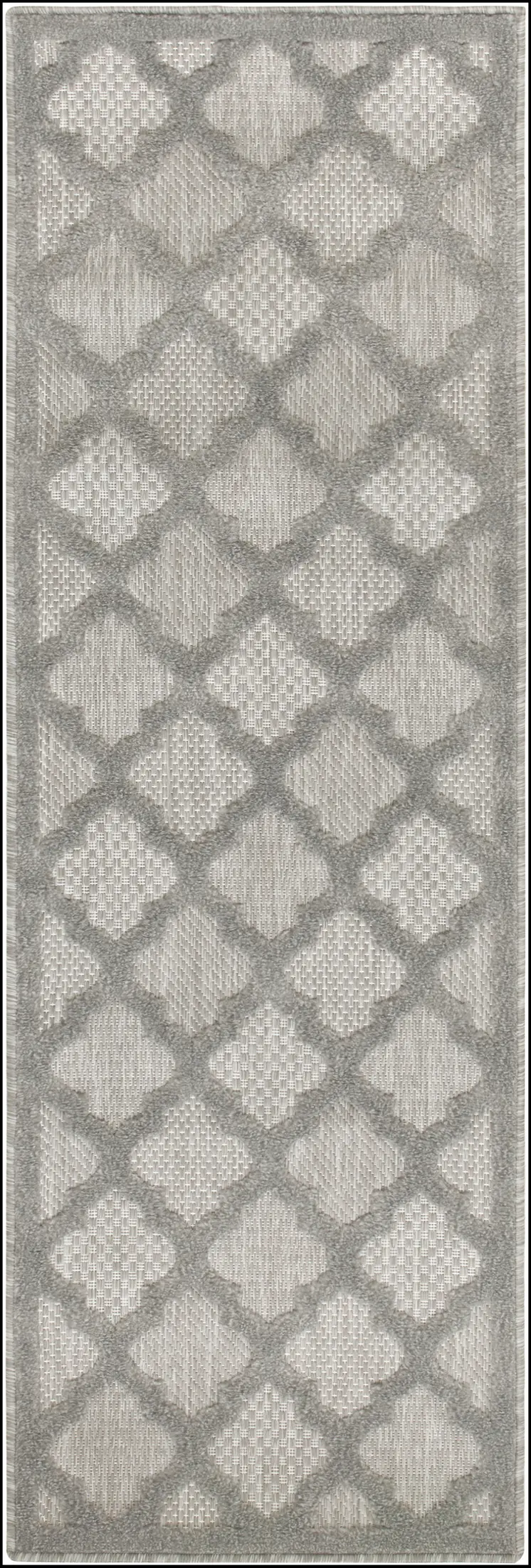 6' Silver And Gray Geometric Indoor Outdoor Area Rug