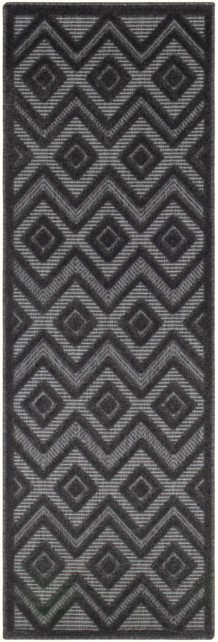 6' Charcoal And Black Geometric Indoor Outdoor Area Rug