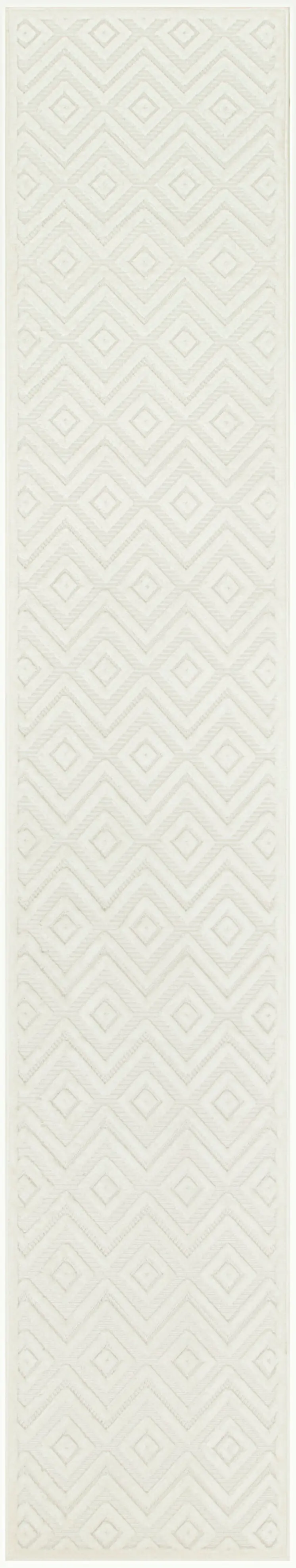 6' Ivory And White Geometric Indoor Outdoor Area Rug