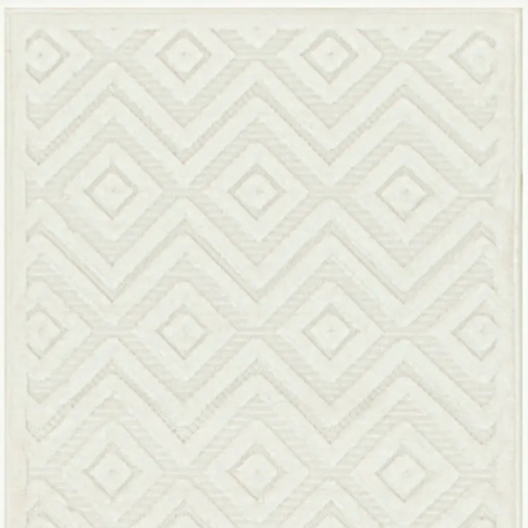 6' Ivory And White Geometric Indoor Outdoor Area Rug