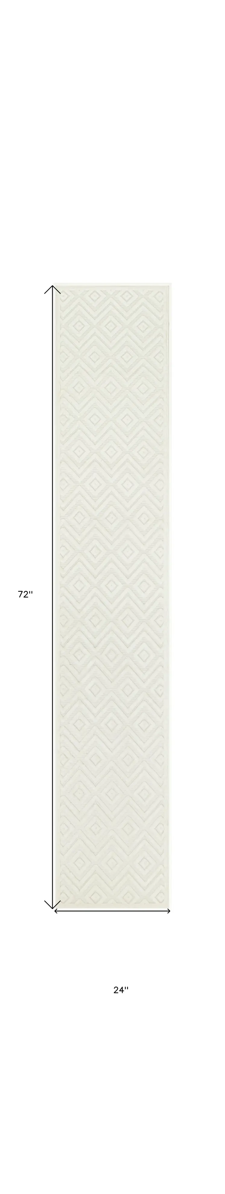 6' Ivory And White Geometric Indoor Outdoor Area Rug