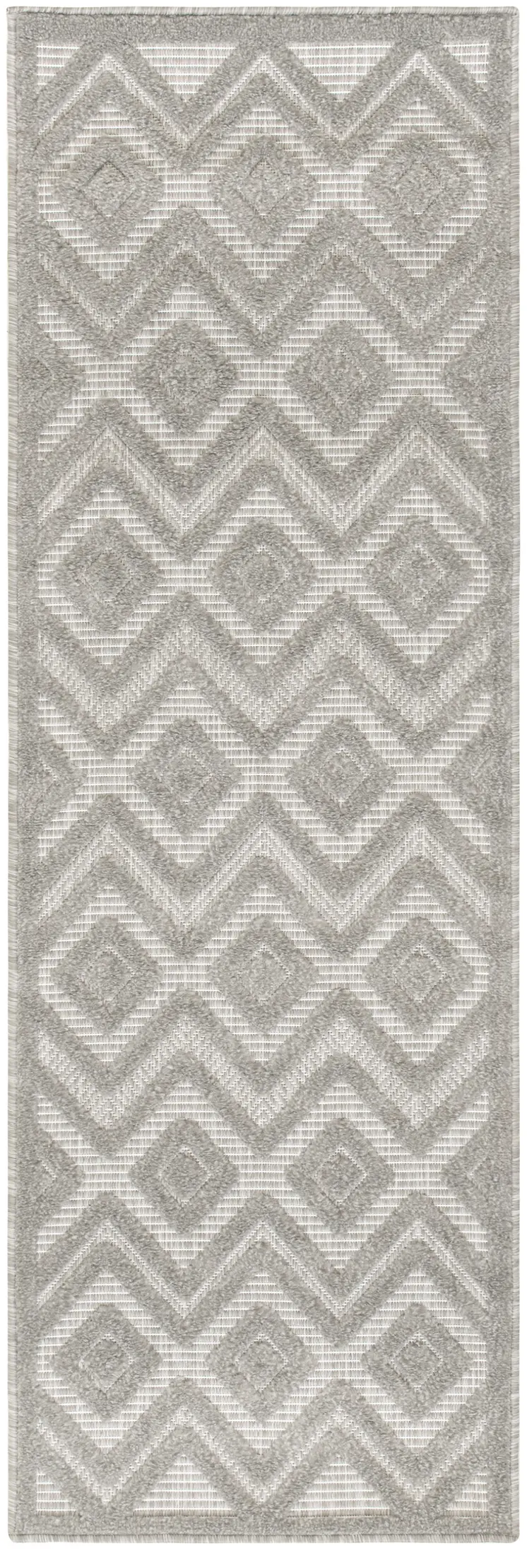 6' Silver And Gray Geometric Indoor Outdoor Area Rug