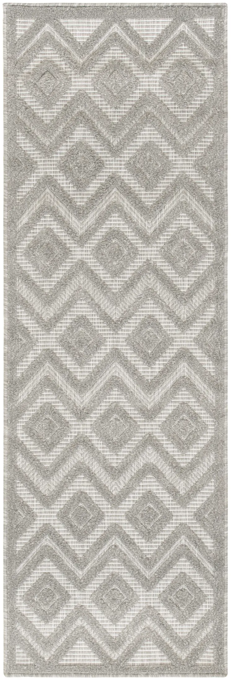 6' Silver And Gray Geometric Indoor Outdoor Area Rug