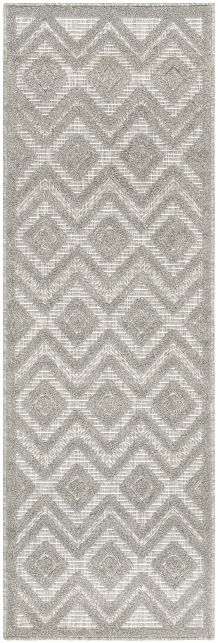 6' Silver And Gray Geometric Indoor Outdoor Area Rug