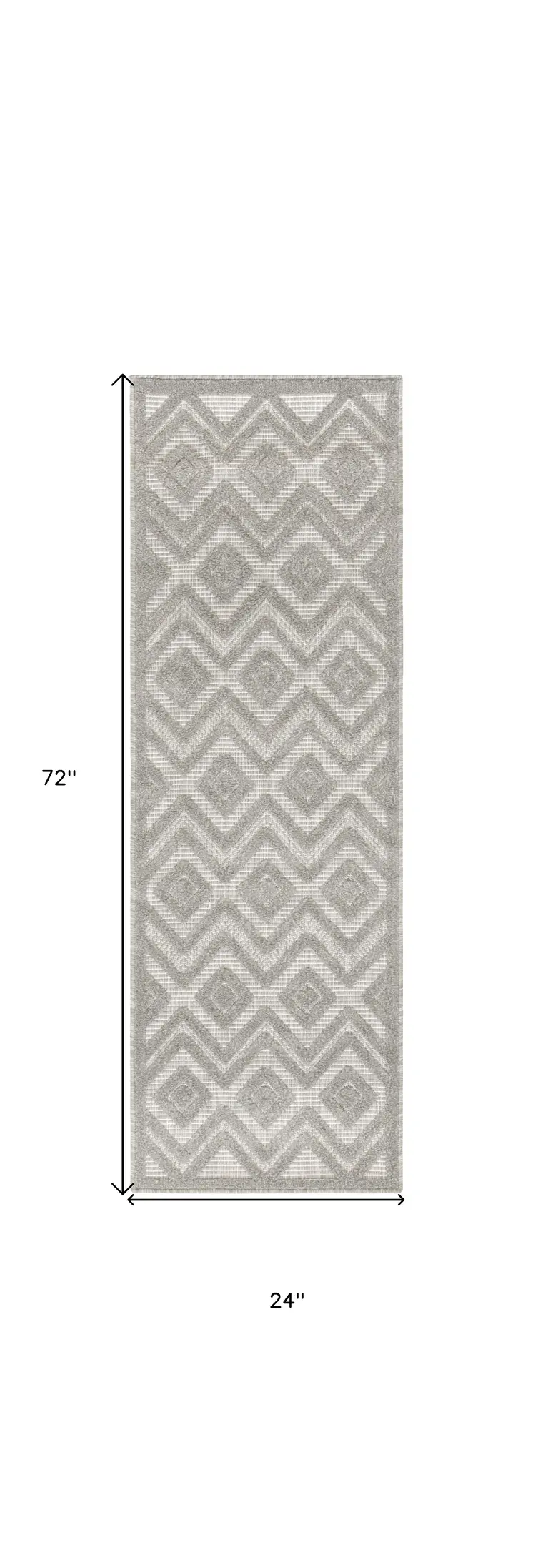 6' Silver And Gray Geometric Indoor Outdoor Area Rug