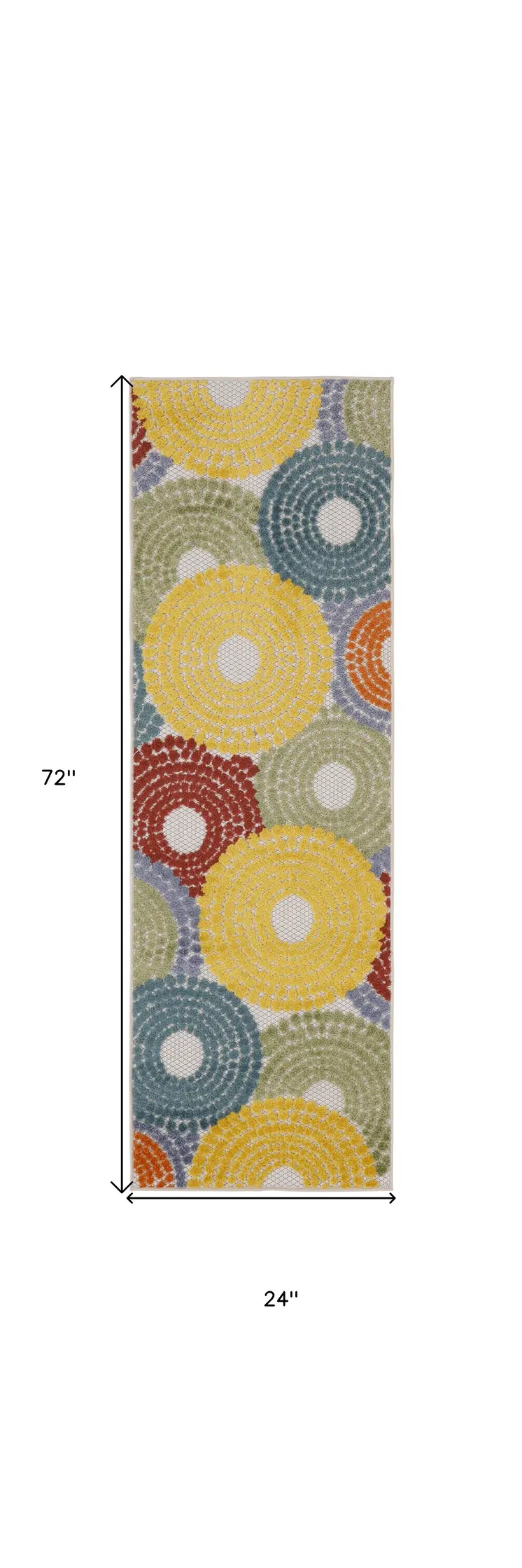 6' Blue Yellow Blue Red And Green Medallion Indoor Outdoor Area Rug