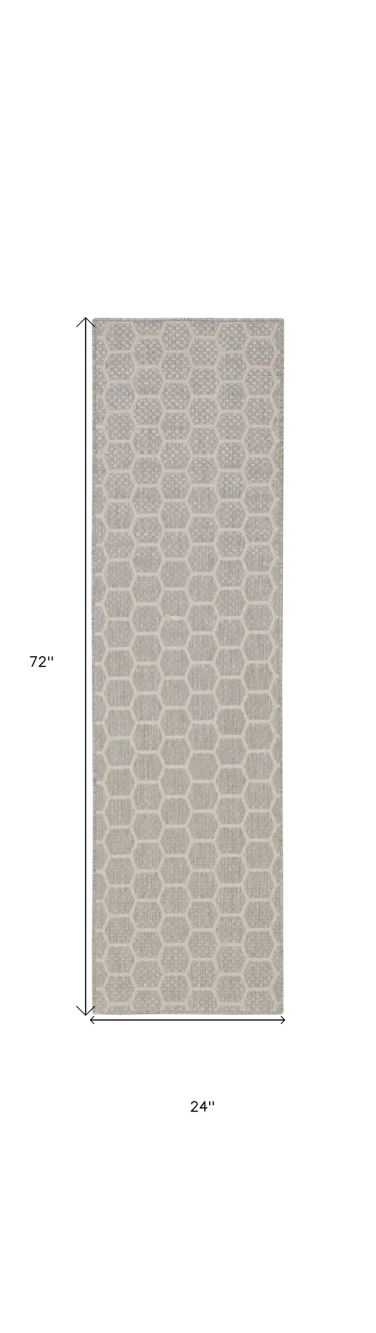 6' Gray And Ivory Geometric Indoor Outdoor Area Rug