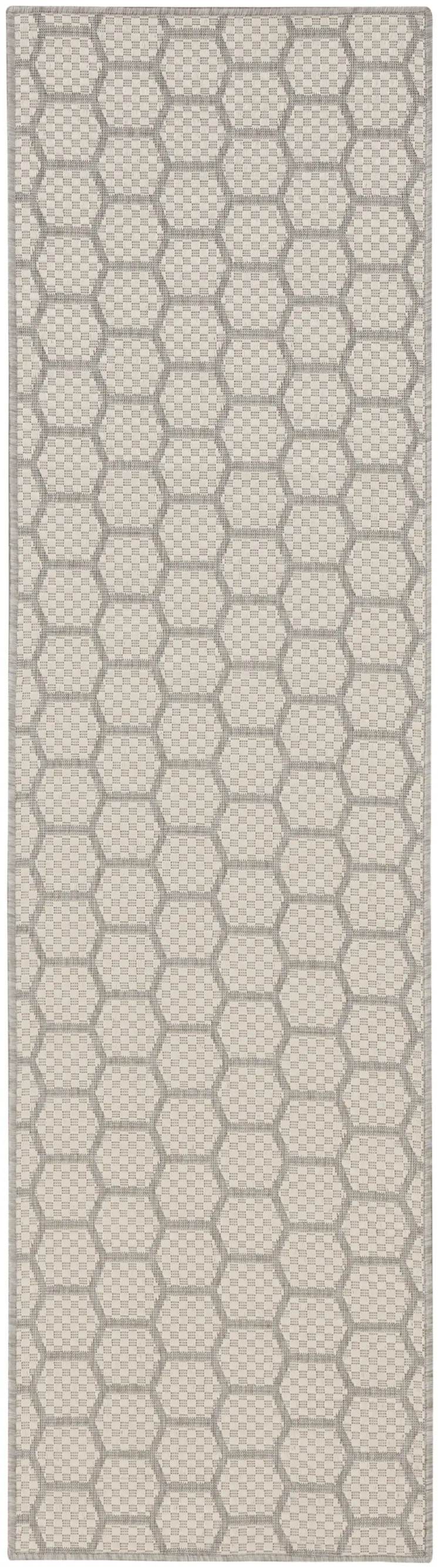 6' Gray And Ivory Geometric Indoor Outdoor Area Rug