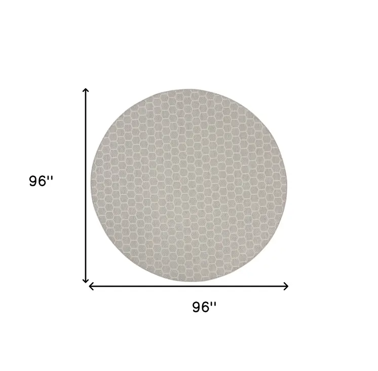 8' Gray And Ivory Geometric Indoor Outdoor Area Rug