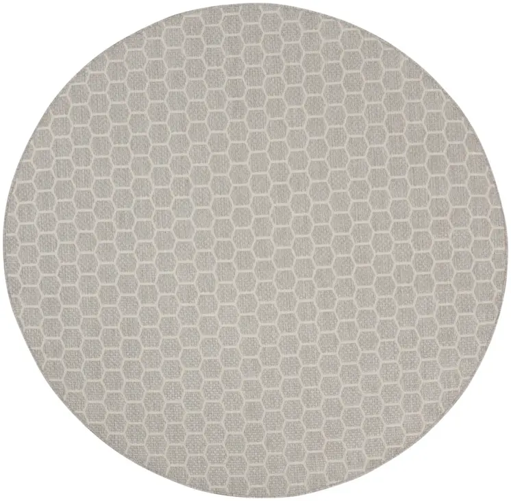 8' Gray And Ivory Geometric Indoor Outdoor Area Rug