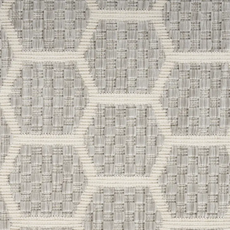 8' Gray And Ivory Geometric Indoor Outdoor Area Rug