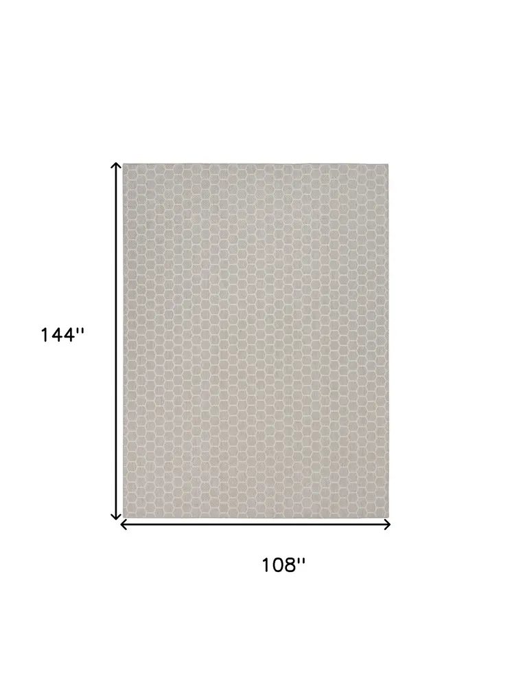 9' X 12' Gray And Ivory Geometric Indoor Outdoor Area Rug