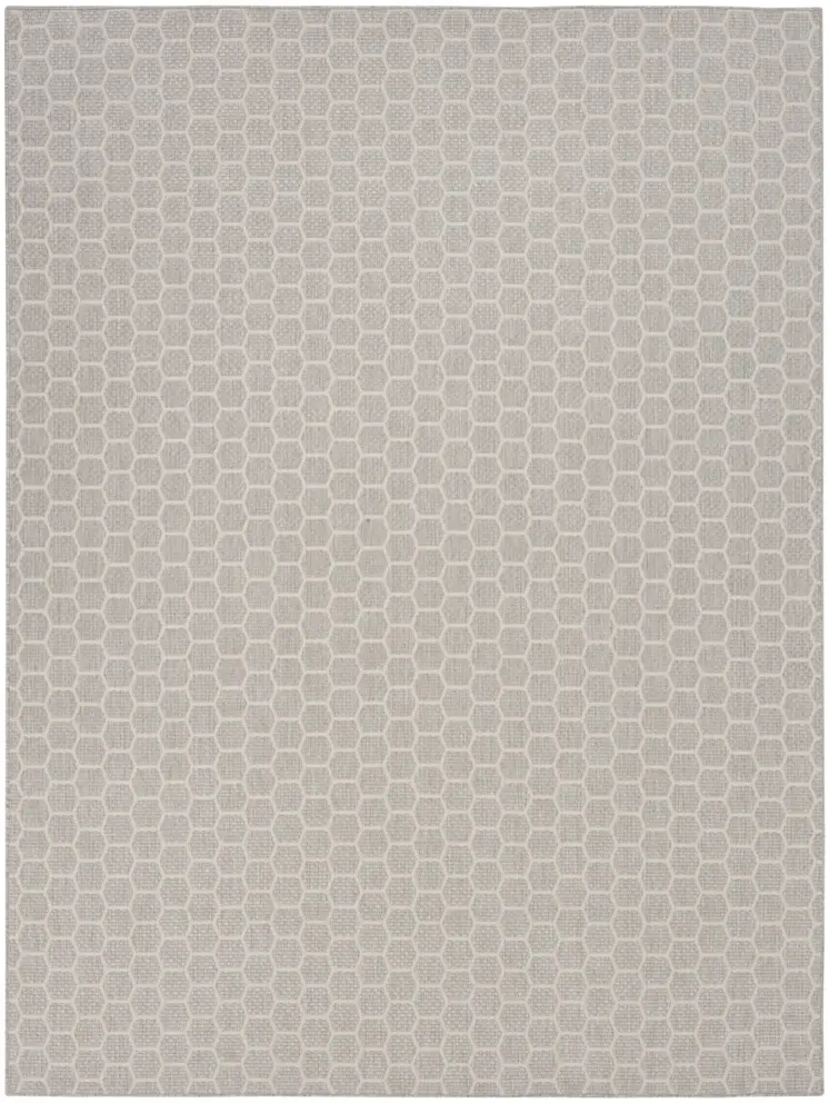 9' X 12' Gray And Ivory Geometric Indoor Outdoor Area Rug