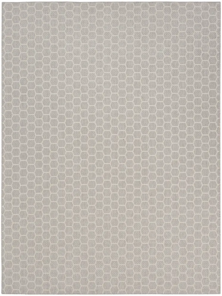 9' X 12' Gray And Ivory Geometric Indoor Outdoor Area Rug