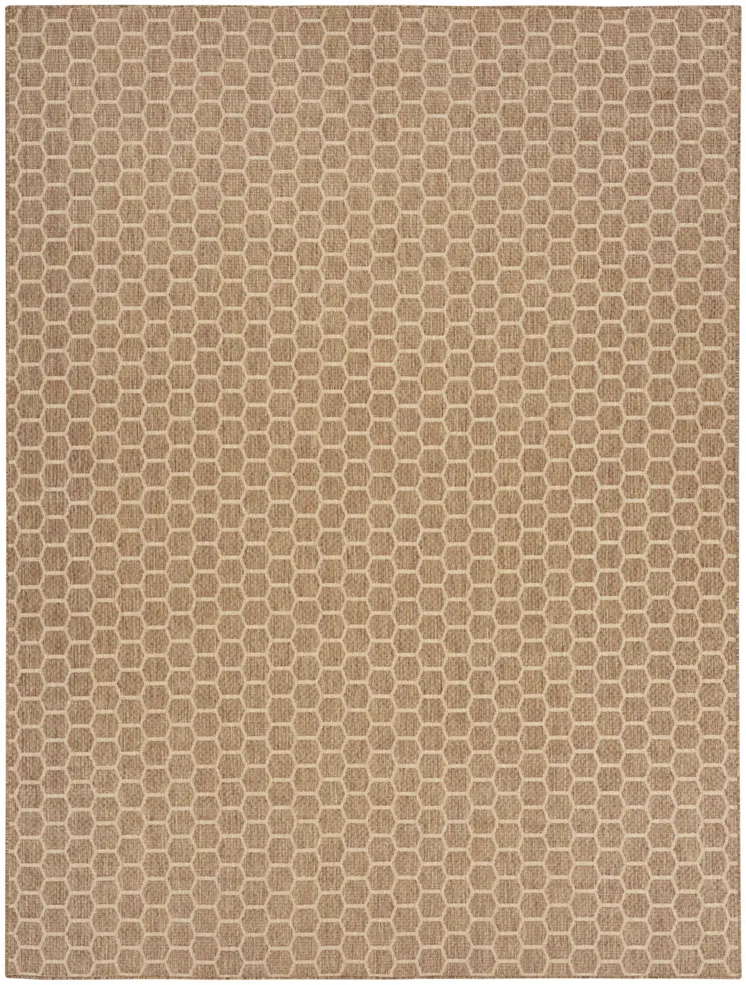10' X 14' Natural And Beige Geometric Indoor Outdoor Area Rug