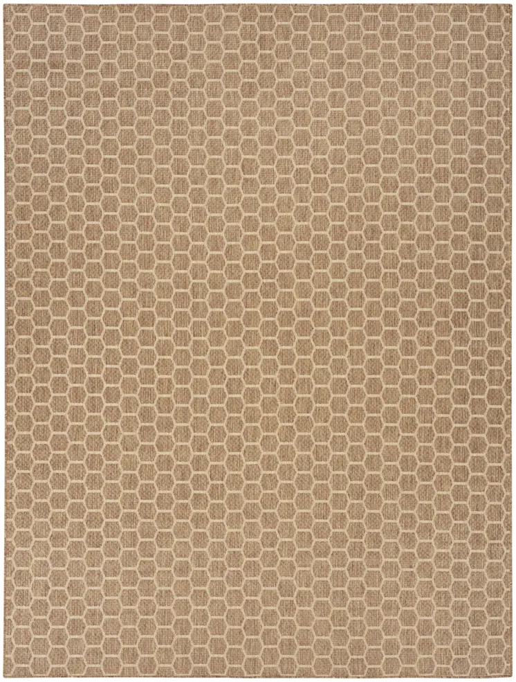 10' X 14' Natural And Beige Geometric Indoor Outdoor Area Rug