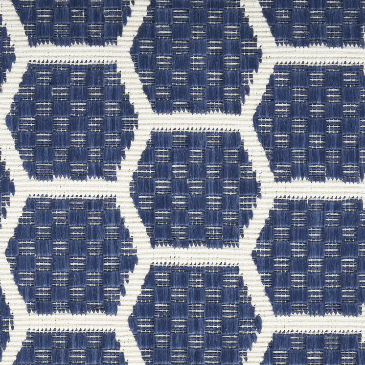 8' X 10' Navy Blue And Ivory Geometric Indoor Outdoor Area Rug