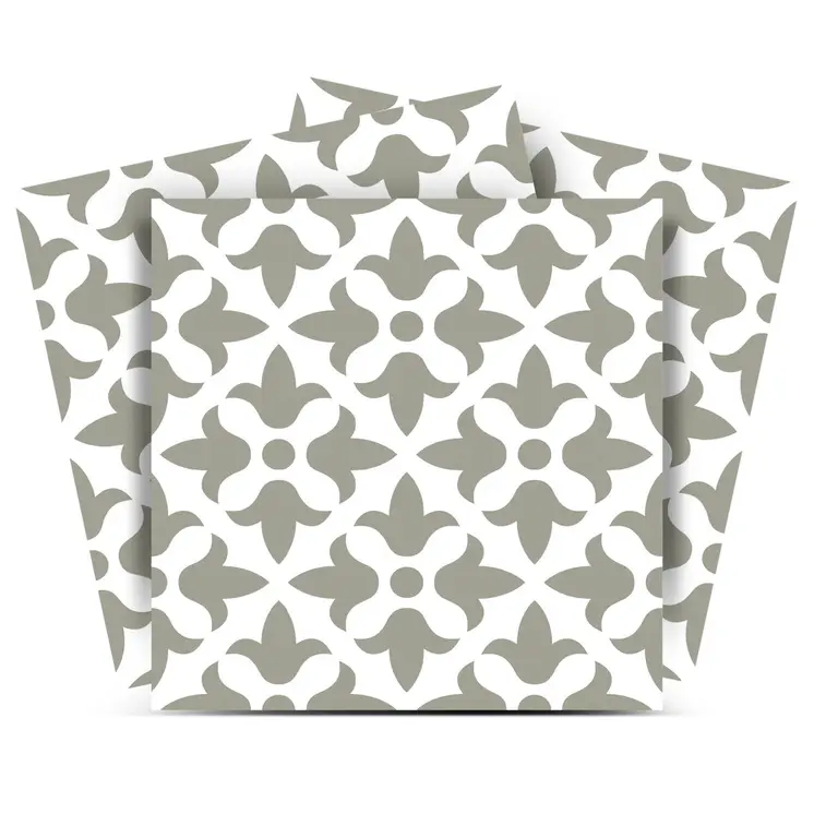 12" X 12" Sage Gray Fleur Removable Peel and Stick Tiles