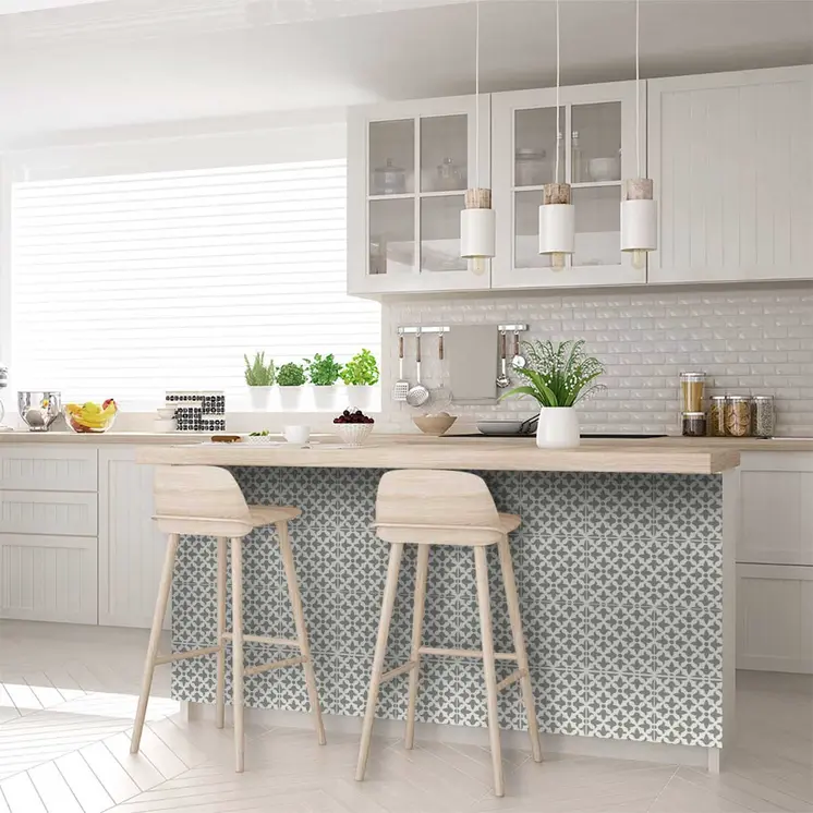 12" X 12" Sage Gray Fleur Removable Peel and Stick Tiles