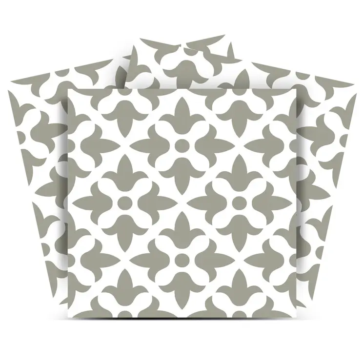 12" X 12" Sage Gray Fleur Removable Peel and Stick Tiles