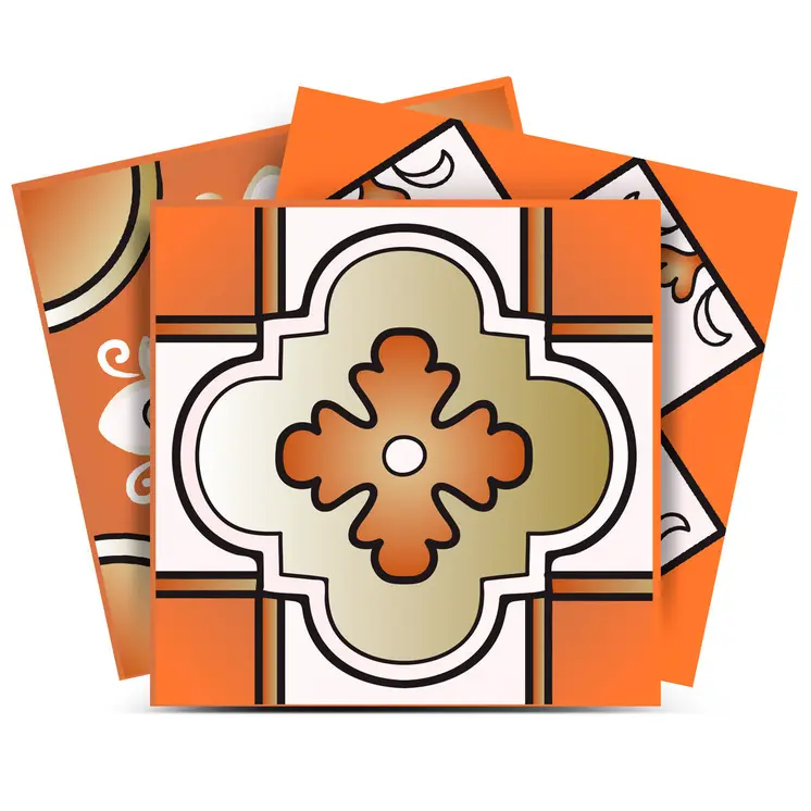 12" X 12" Retro Orange Mosaic Peel and Stick Removable Tiles