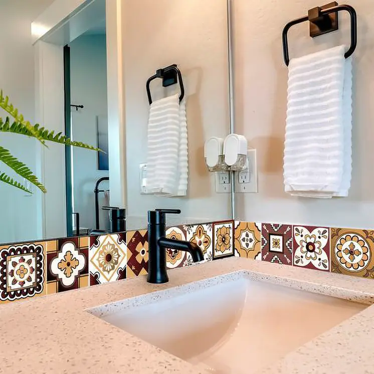 12" X 12" Shades of Brown Mosaic Peel and Stick Removable Tiles