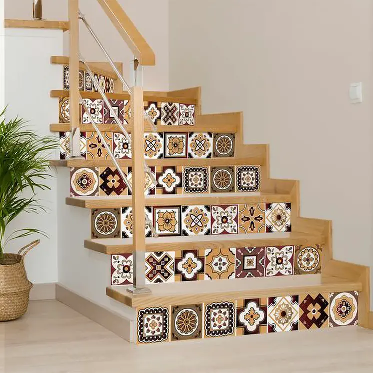 12" X 12" Shades of Brown Mosaic Peel and Stick Removable Tiles
