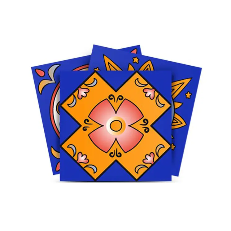 12" X 12" Blue and Gold Celestial Mosaic Peel and Stick Removable Tiles