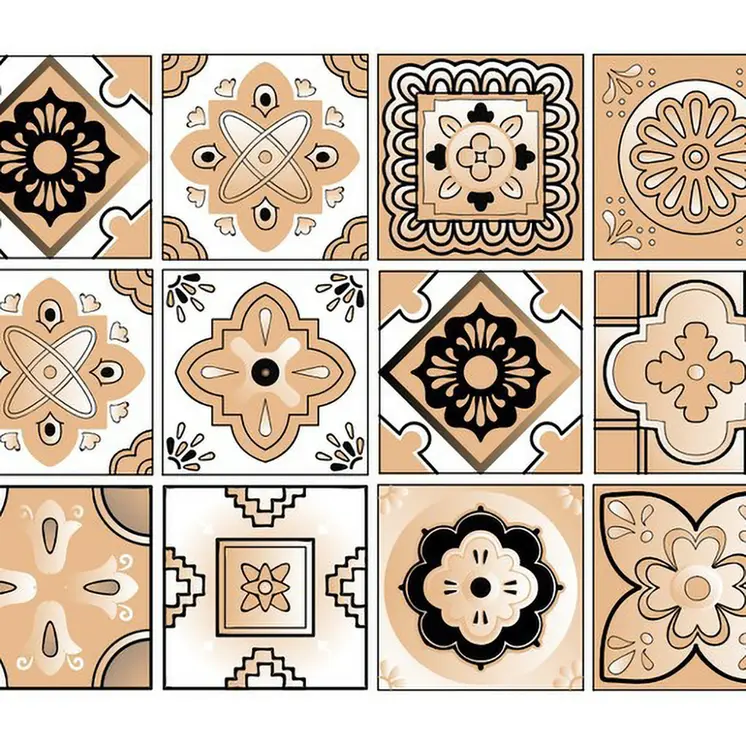 12" X 12" Shades of Taupe Mosaic Peel and Stick Removable Tiles