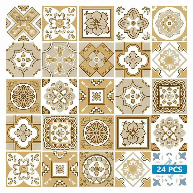 12" X 12" Vintage Brown and White Peel and Stick Removable Tiles