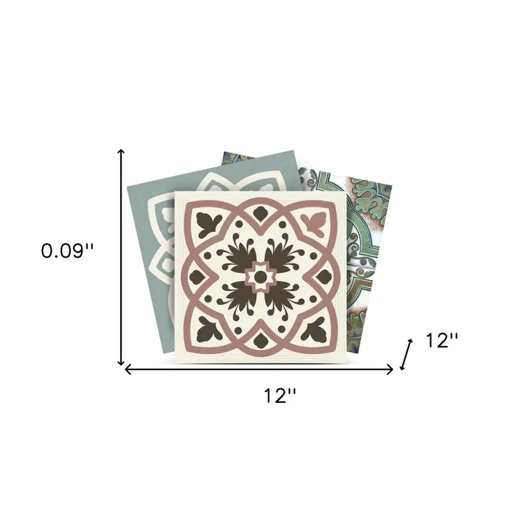 12" X 12" Vintage Sage Mosaic Peel and Stick Removable Tiles