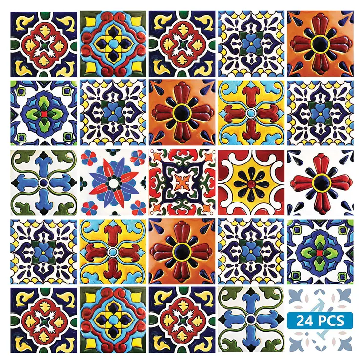 12" X 12" Festival Brights Mosaic Peel and Stick Removable Tiles